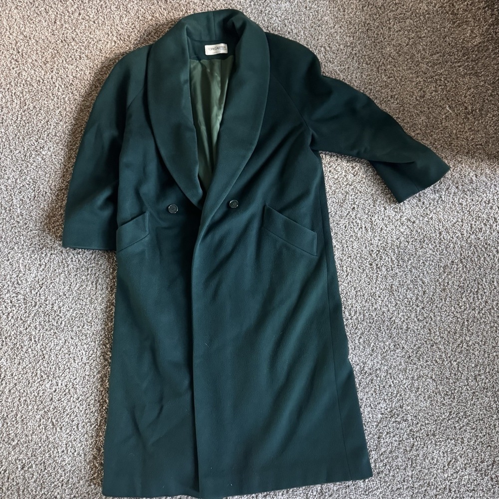 Forecaster of Boston Women's Juniors L Green Long Wool Overcoat Lined USA